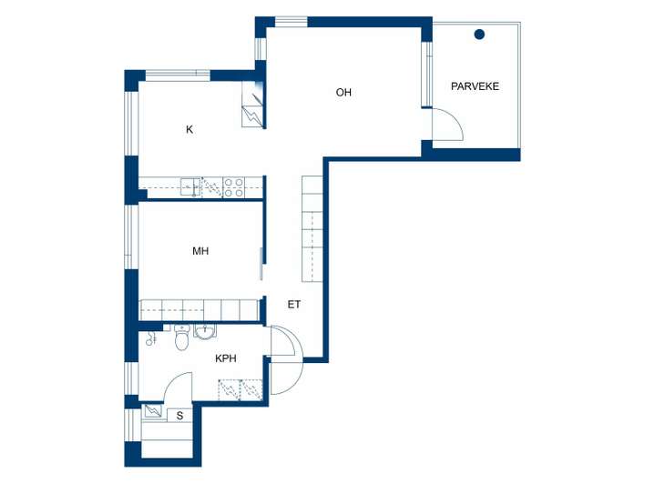 Kerrostalo, 2h, k, s, kph/wc, las.parv., 60 m², Tehdas - Näkymä 2