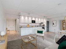 Kaapistoja ja työtasoa on jatkettu 68-neliöisen kolmion keittiössä – käytännöllisyyttä ja tyyliä samassa paketissa. Hyödynnä Bonavan 25 000 euron sisustusetu ja viimeistele kotisi omien toiveidesi mukaan.