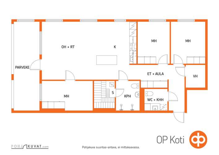 Kerrostalo, 3mh,oh,k,kph,s,erill.wc,vh,lasitettu parveke, 105 m², Kauppi - Näkymä 3