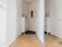 Eteisessä on liukuovikaapisto.