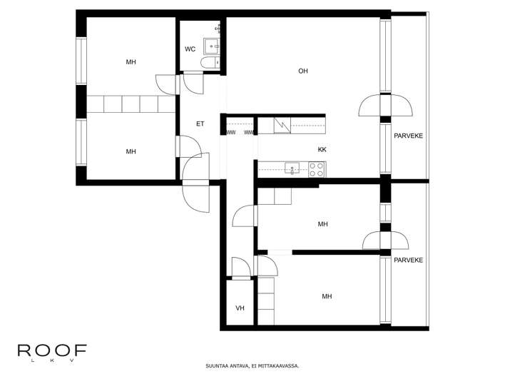 Kerrostalo, 5h+kk+kph/WC+vaatehuone+2 parveketta, 94 m², Sahanmäki – pohled 2