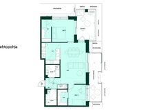3h+kt+khh+s, 77,5 m². Vaihtoehtopohjassa saunan sijaan mahdollisuus valita vaatehuone.