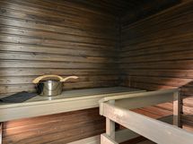Tunnelmallinen sauna.