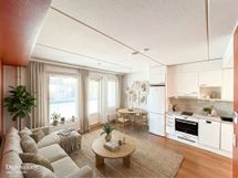 Tervetuloa tähän valoisaan asuntoon, jonka voit sisustaa vaikkapa näin,