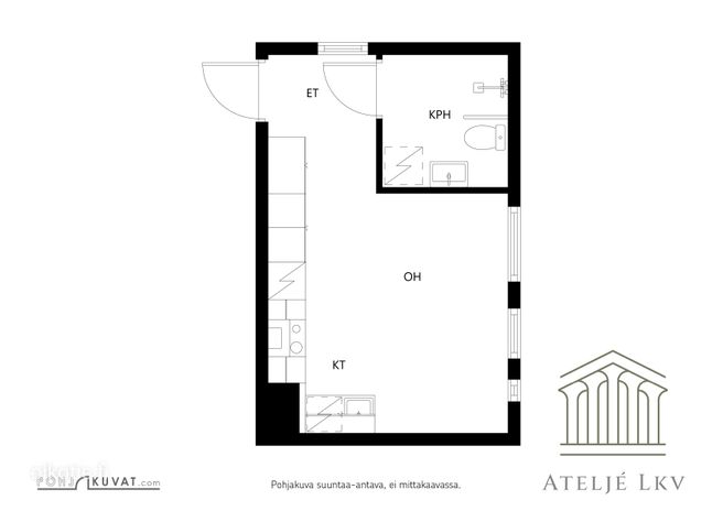Kerrostalo, 1h, k, kph, 21.5 m², Pohjola - Näkymä 2