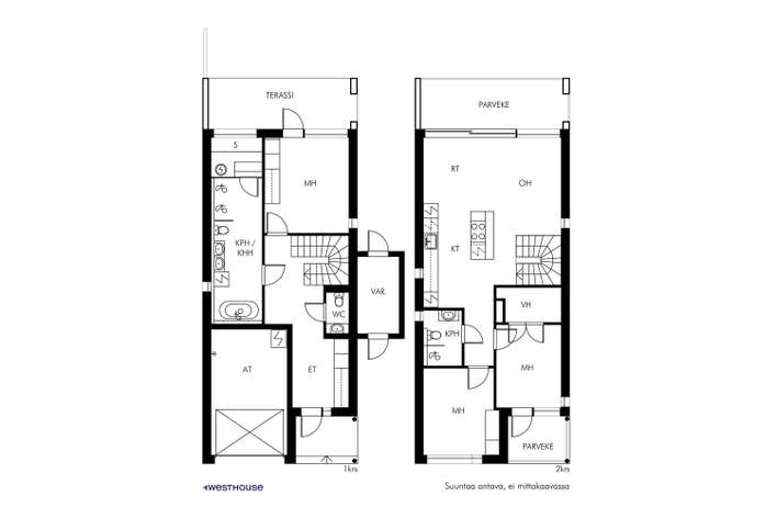 Huvila, 4 h, avok, kph, s, 2*wc, var, at, 112/127 m², Nuottaniemi - Näkymä 2