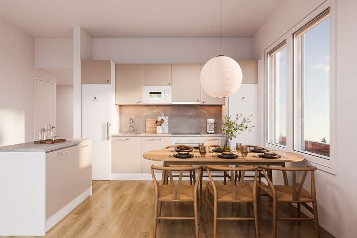 Rivitalo,  3h+kt+s+ak+ap, 71,5/80,5 m², Hiukkavaara, Oulu
