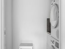 Kodinhoitohuonetila keittiön päädyssä