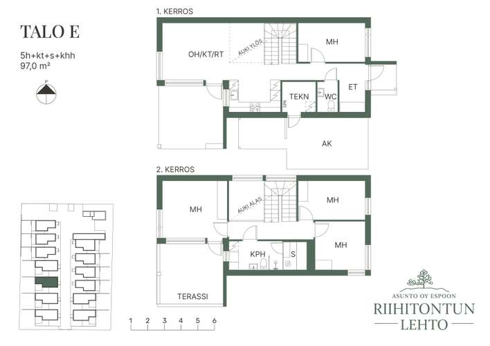 Huvila, 4mh+oh/rt+kt+kph/khh+s+erill.wc+var., 97 m², Olarinluoma - Näkymä 2