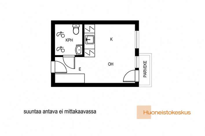 Kerrostalo, 1h+k+lasitettu parveke, 26 m², Haukiluoma - Näkymä 3