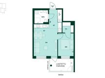 Kodin pohjapiirros (2h+kt, 42 m²)
