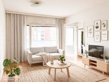 Parvekkeellinen ja saunallinen toisen kerroksen erittäin tilava yksiö huippupaikalla.