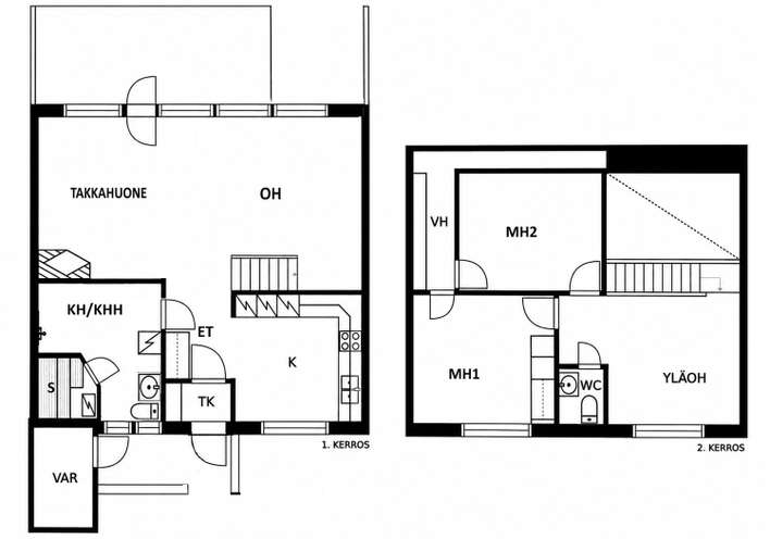 Rivitalo, 3h + k + takkah + yläoh + vh + kph + s + wc + var + autotalli, 111 m², Iinatti - View 2