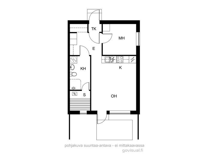 Rivitalo, 1h, tupakeittiö, ph/wc, s, et, tk, 40,5 m², Halikko