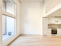 Isot ikkunat ovat koillisen suuntaan ja niissä on sälekaihtimet.