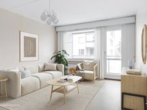 virtuaalikalustekuva olohuoneesta