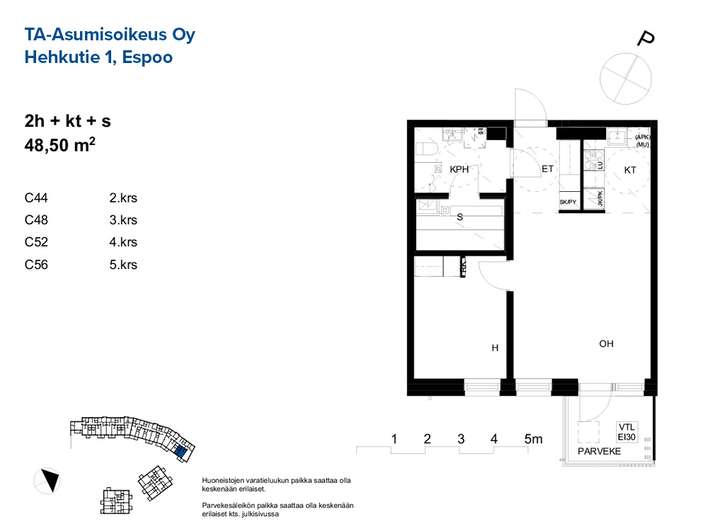 Kerrostalo, 2h + k + s + p, 48,5 m², Sepänkallio - Näkymä 2