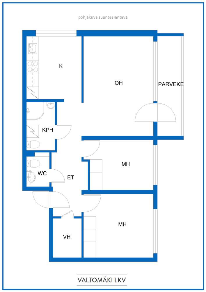 Kerrostalo, 3h + k + p, 57,5 m², Viertola - View 2