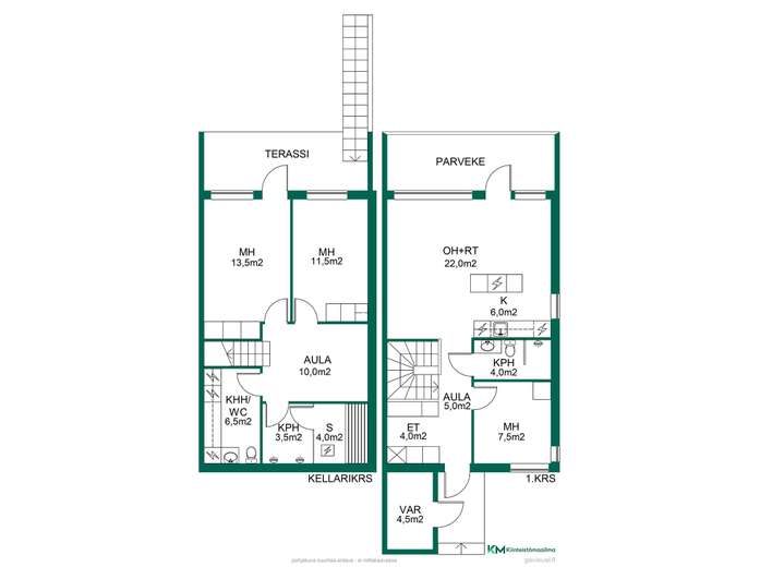 Rivitalo, 4H+K+S, 96/101 m², Veikkola - Näkymä 2