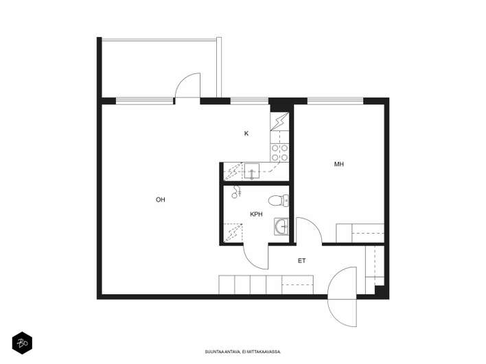 Kerrostalo, 2h, k, kph + lasitettu terassi, 52,5 m², Heikkilä - Näkymä 2