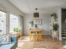 Olohuoneesta käynti takapihalle.
