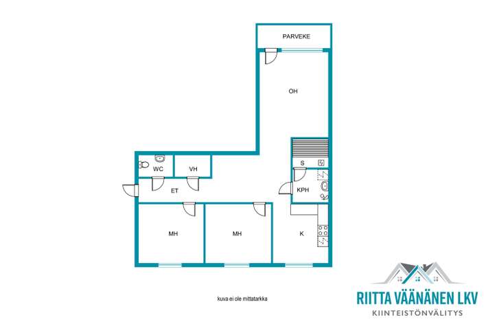 Kerrostalo, 3h, k, wc, kph, s, vth, lasitettu parveke, 67 m², Vallikallio – pohled 2