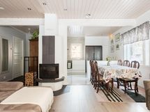 olohuone ja keittiö yhtenäistä tilaa