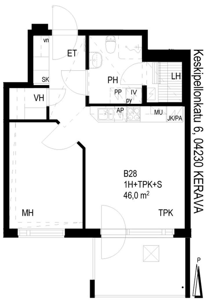 Kerrostalo, 1h+tupak+s+p, 46 m², Kaleva - Näkymä 2