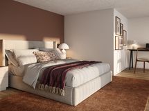 Yläkerta toimii esim. makuuhuoneena ja työtilana