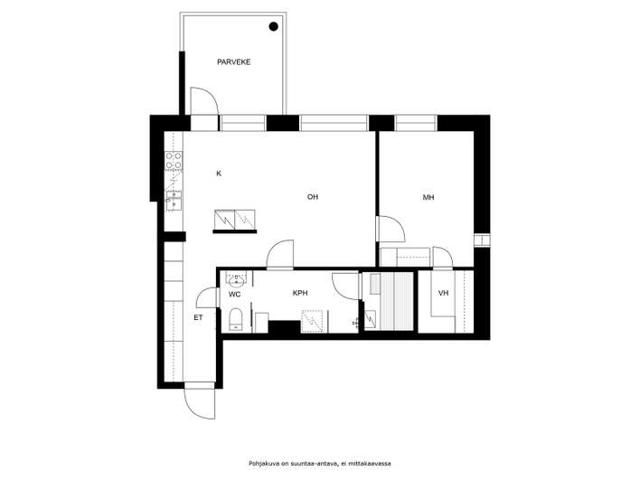 Kerrostalo, 2h+k+s, 58 m², Kaleva - Ansicht 2