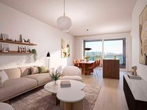Kodit 68,5 m² | 3H+KT | Visualisointi | Näkymä vaihtelee kerroksittain