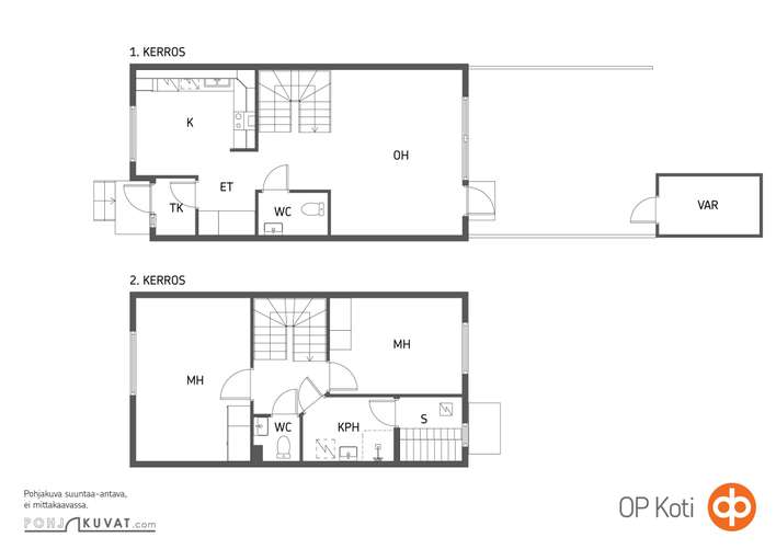 Rivitalo, 3h+k+kph+s+2wc+varasto (Yj. 3h+k+s), 79 m², Kärsämäki - Widok 2