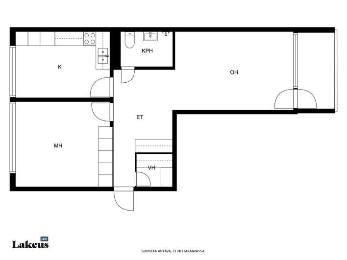 Kerrostalo, 2h+k+ph+lasitettu parveke, 57 m², Uppa - Näkymä 2