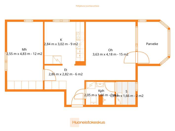 Kerrostalo, 2 h, k, s, kh, lasitettu parveke, 56,5 m², Leppävaara – pohled 2