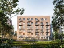 Visualisointikuvassa taiteilijan näkemys Atsalean julkisivusta.