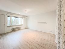 Huone on tilava ja siistillä ilmeellä