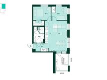 Kodin pohjapiirros (2-3h+kt+s, 61 m²)