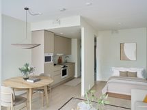 Virtuaalistailattu keittotila ja makuualkovi