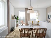 Visualisointikuva ylemmän kerroksen vastaavasta asunnosta