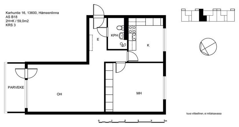 Kerrostalo, 2H+K, 59 m², Kettumäki - Näkymä 3