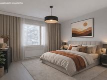 Digitaalisesti stailattu isompi makuuhuone