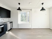 Ruokapöytä mahtuu avokeittiön yhteyteen mainiosti.