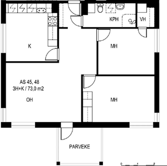 Kerrostalo, 3h+k, 73 m², Kilta - Näkymä 2