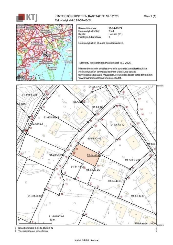 Tontti, 457 m², Vuosaari, Helsinki