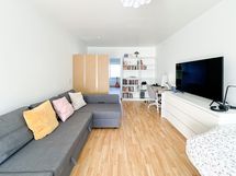 Olohuoneeseen mahtuu sohvaryhmä mainiosti.