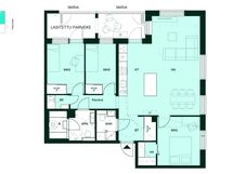 Kodin pohjapiirros (3–4h+kt+s, 92 m²)