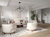 Oleskelutila (askartelutila) kellarikerroksessa.