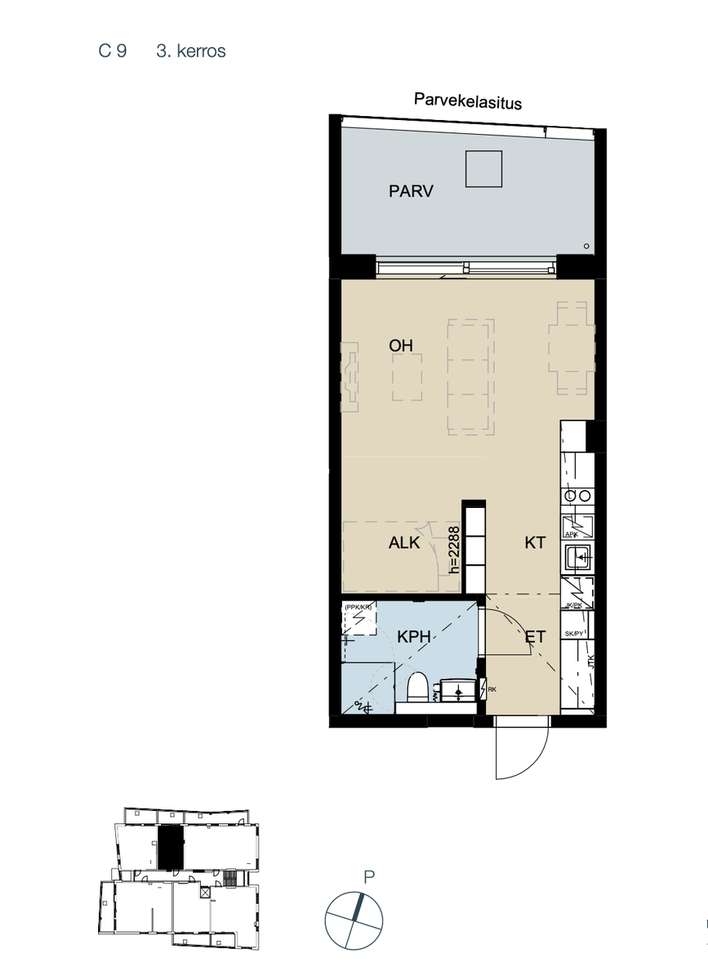 Kerrostalo, 1h, k, 33 m², Westend – pohled 2