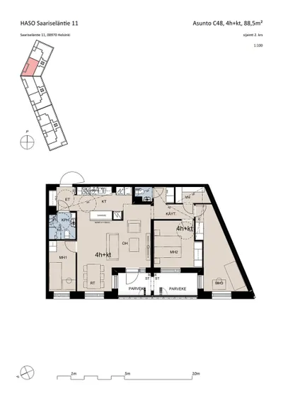 Kerrostalo, 4h+kt, 88,5 m², Mellunkylä - View 4