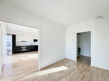 Makuuhuoneen kruunaa tilava vaatehuone.